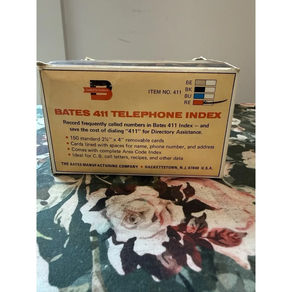 Vtg Bates 411 Telephone Index Address Book MCM Office Desktop File Boxed New NOS